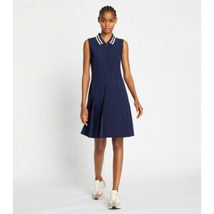 TORY BURCH Navy Blue White Collared Tennis Dress Size Large NEW NWOT